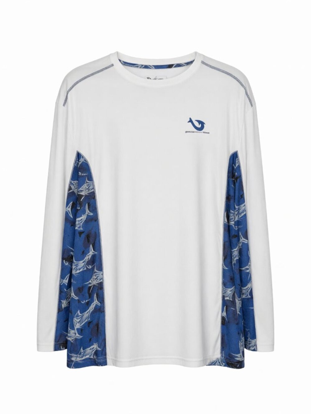 Mojo White Blue Men's Long Sleeve Fishing Shirt XXL White/Blue